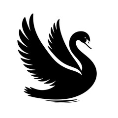 Obraz premium Black Swan Silhouette Elegant Bird Vector Graphic