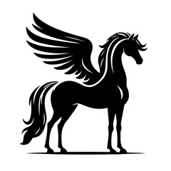 Fototapeta premium Pegasus Black Winged Horse Silhouette