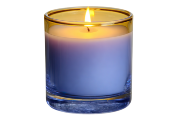  Colourful Candle Burning in a Transparent Glass Holder on Transparent Background