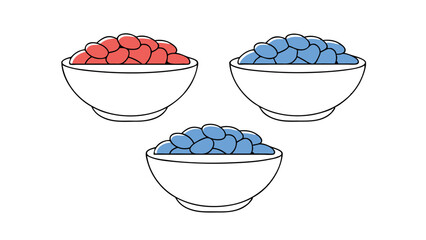 Three Bowls of Colorful Beans