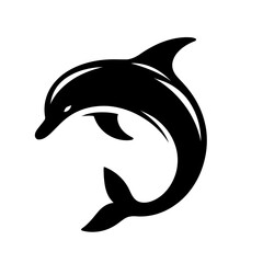 Obraz premium Elegant Black Dolphin Silhouette Vector Graphic Marine Wildlife Ocean Mammal Aquatic Animal Icon
