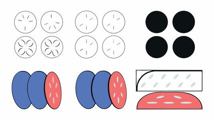 Abstract Fruit Slices and Circles Graphic Design Elements