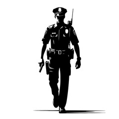 Fototapeta premium Powerful Silhouette Of Police Officer On Patrol Symbolizing Law Enforcement And Public Safety