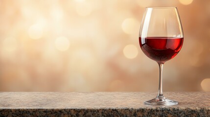 National Wine Day wine glass elegance celebrating A glass of red wine sits on a textured surface against a soft, blurred background. Classy wine decor