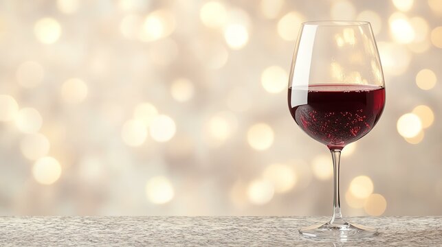 National Wine Day wine glass elegance celebrating Elegant wine glass filled with red wine, set against a soft bokeh background. Classy wine decor