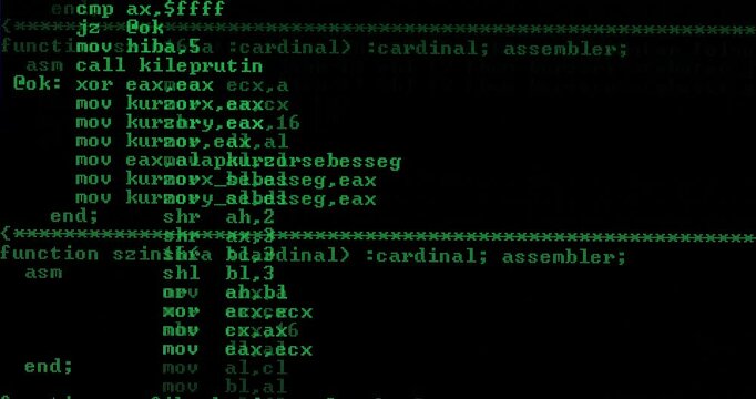 Computer code running on screen