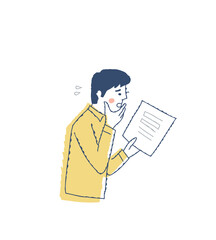 書類を見て困った表情をしている男性