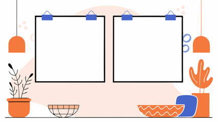 Modern Minimalist Home Decor Mockup with Blank Frames