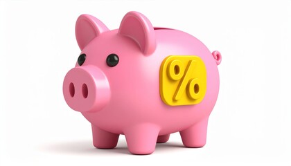 Obraz premium 3D piggy bank with discount tag – saving money promotion icon 