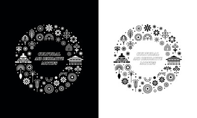 Cultural and Decorative Motif Silhouette Vector Collection &ndash; Historic Ornamental Art in Black on White