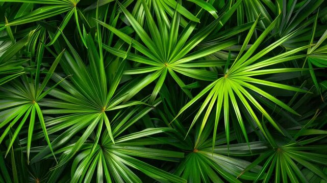 Close-up view of a bundle of green palm fronds