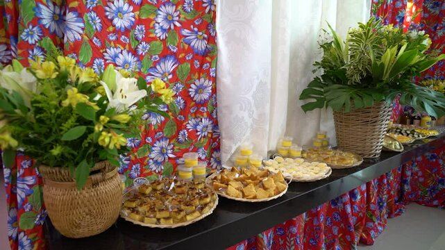 festive St. John's table with typical June festival foods