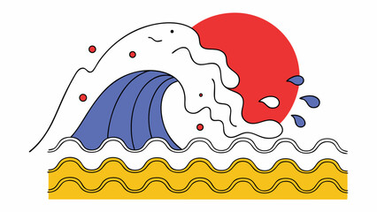 Abstract Ocean Wave with Setting Sun