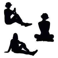 Silhouettes of Seated Women in Various Poses