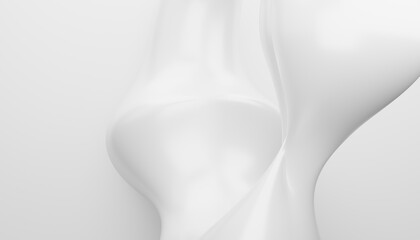 3d abstract white fluid shape with smooth curves and glossy surface. Minimalist background for modern design, branding, cosmetic, product display, technology themes