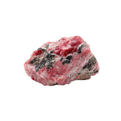 Fototapeta premium raw crystalline rhodonite mineral isolated white or transparent background 