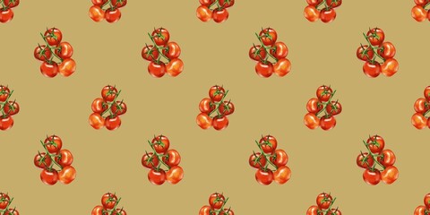 Vibrant tomato pattern showcasing various shapes and sizes on a light background perfect for kitchen decor