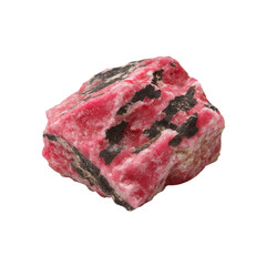 raw crystalline rhodonite mineral isolated white or transparent background 