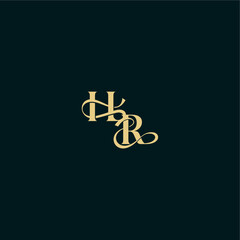 wedding logo initial bold concept design letter elegant and curvy style monogram HR
