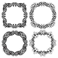 Silhouette Decorative Vector Floral Frames Set Collection
