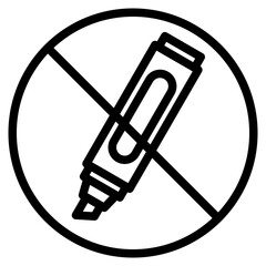 Prohibition Sign Featuring Graphic Marker Crossed Out in Black and White