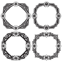 Classic Decorative Vector Floral Frames Set Collection
