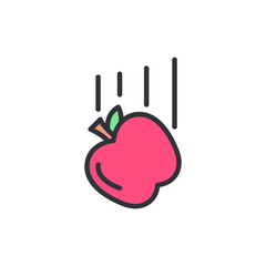 Iconic Apple Falling With Motion Lines On A Transparent Background