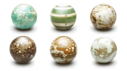Colorful and Textured Representation of Five Distinct Planets