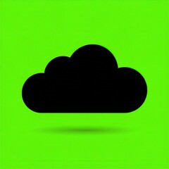 Simple black cloud icon on lime green background (1)