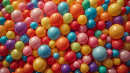 Fototapeta premium Colorful balloons forming a vibrant background for festive celebrations