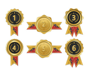 Golden award medal with bhutan flag ribbons for winners