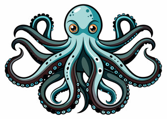 Fototapeta premium Octopus Vintage Colorful Vector Art isolated on white. Engraving style vector illustration