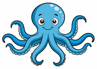 Hand drawn octopus outline, Black octopus silhouette on white background. Octopus icon vector sign illustration design.