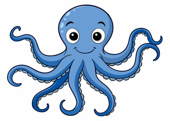 Hand drawn octopus outline, Black octopus silhouette on white background. Octopus icon vector sign illustration design.