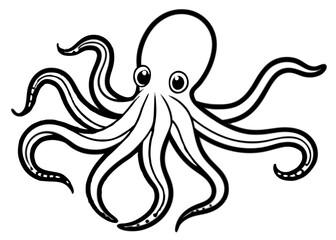 Hand drawn octopus, Sea octopus line art isolated on white background.
