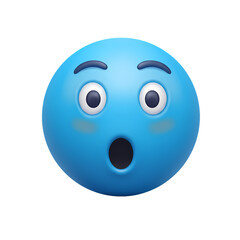A Surprised Blue Emoji isolated on transparent baackground
