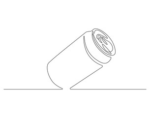 Canned soda continuous line. Continuous one line drawing of canned drink. Soda aluminum concept. Single line drawing