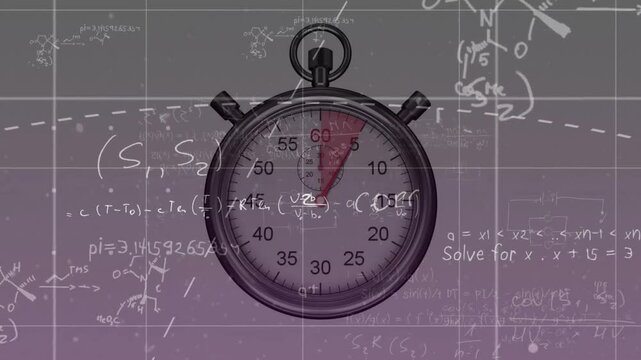 Stopwatch clicking second hand and extending red arc after starting at top, visualizing time data