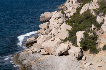 Coastal environments from the Mediterranean coast. Shot during 3 days of hiking in the Calanques, south of France, close to Marseille.