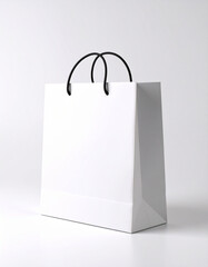 A pristine white shopping bag, ideal for product presentations and retail design isolated on a white background
