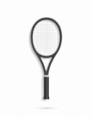 A close-up shot of a tennis racket isolated on a clean white backdrop, perfect for sports content