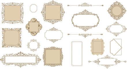 Ornate decorative frames and borders collection with classic and vintage design elements vector illustration