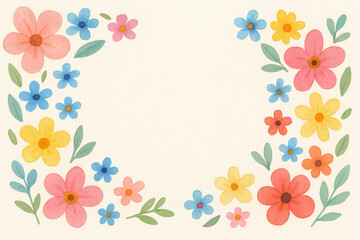 Cute Pastel Floral Frame for Kids and Kindergarten Stationery