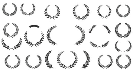 Collection of laurel wreath icons in various styles for achievement and victory vector illustration