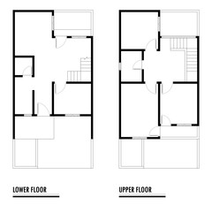Black and White floor plan of a modern unfurnished house for your design. Suburban house vector blueprint. Architectural background.