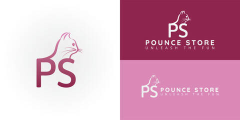 Stylish PS initials with an integrated pet design, great for boutique pet shops. The elegant lines and warm color suggest premium care and friendly service.