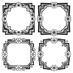 Contemporary Decorative Reed Floral Frames Set Collection
