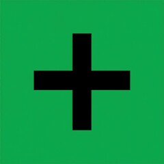 Fototapeta premium Simple black plus sign on bright green background (4)