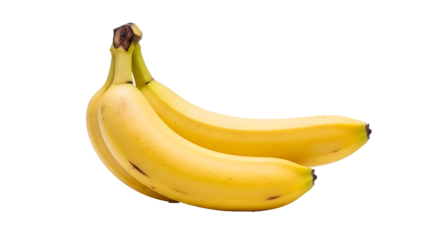 Fresh Yellow Bananas with Green Leaves,  White background, with background png