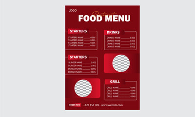 corporate minimal business food menu design 